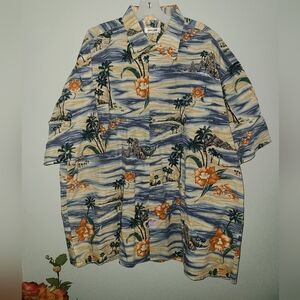Pierre Cardin Hawaiian Beach Shirt Men's Sz 2XLT Tropical Casual 100% cotton